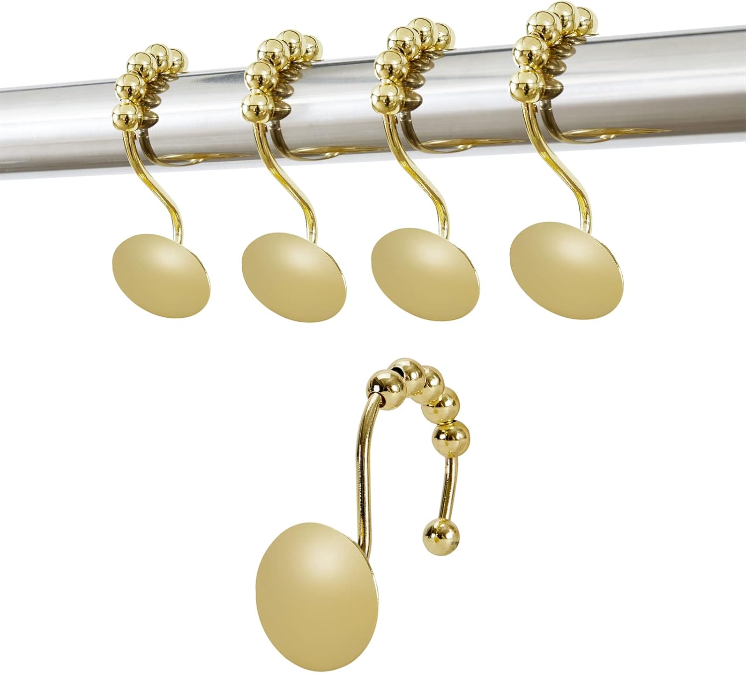 Estmy Modern Gold Shower Curtain Hooks Rings Set of 12