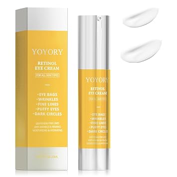 Retinol Eye Cream for Dark Circles & Puffiness Hydrating & Moisturizing Under Eye Treatment for Wrinkles, Fine Lines & Eye Bags, Gold Formula for Smooth, Revitalized Skin, 0.65 fl oz