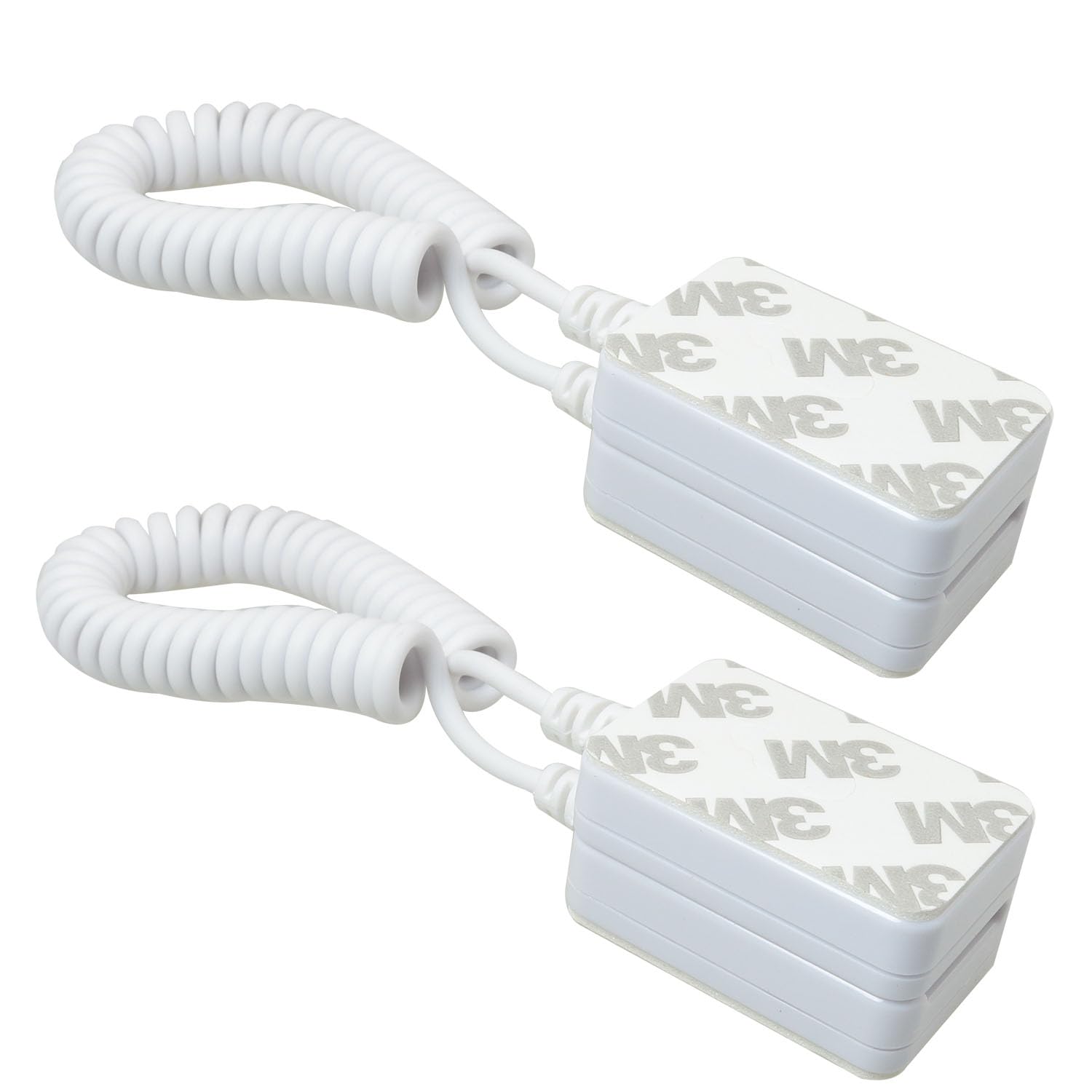 MEETOOT2PCS Retractable Cable Lock Spring Loaded Cable Box White Square Security Chain Suitable for Remote Control and Tablet Showroom and Mobile Phone