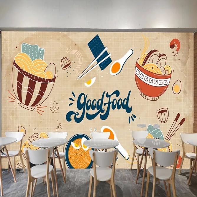 Papier peint pâtes 3D 300x210 cm pour décoration de restaurant - 2