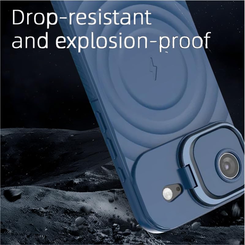 Image of LuxuryKase Shockproof Case for iPhone Air | Ripple Pattern | Camera Protection | Inner Velvet Fabric Lining | Protective Cover with Enhanced Grip & Wireless Charging Support - Blue