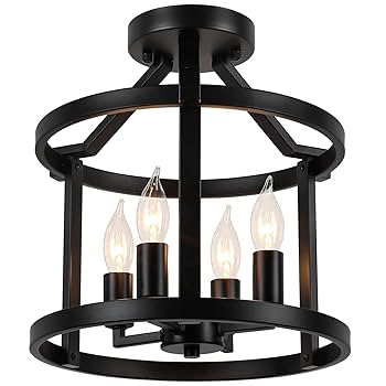4-Light Farmhouse Metal Semi Flush Mount Ceiling Light