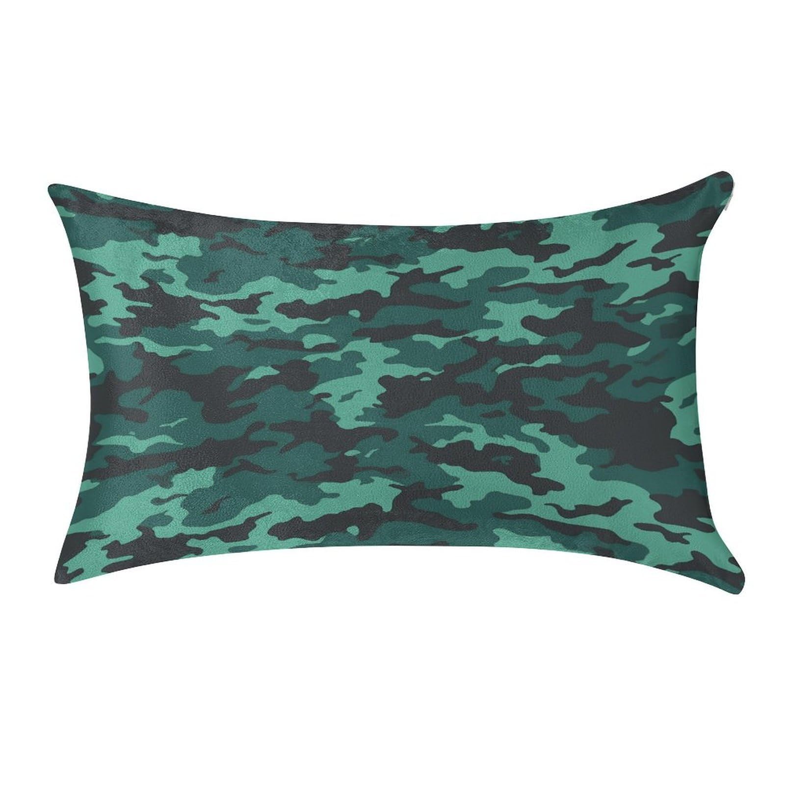 LDGSUPH Teal Camouflage Velvet Throw Pillow Covers Cozy Pillow Shams Pillowcases Detachable Pillow Cases Soft Cushion Cover with Zipper for Sofa Car Bed Pillow Protectors 12 "×20 "