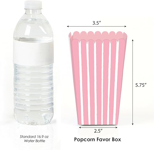 Miniatura 2 de Big Dot of Happiness Pink Stripes - Cajas de palomitas de maíz simples para recuerdos de fiesta, juego de 12