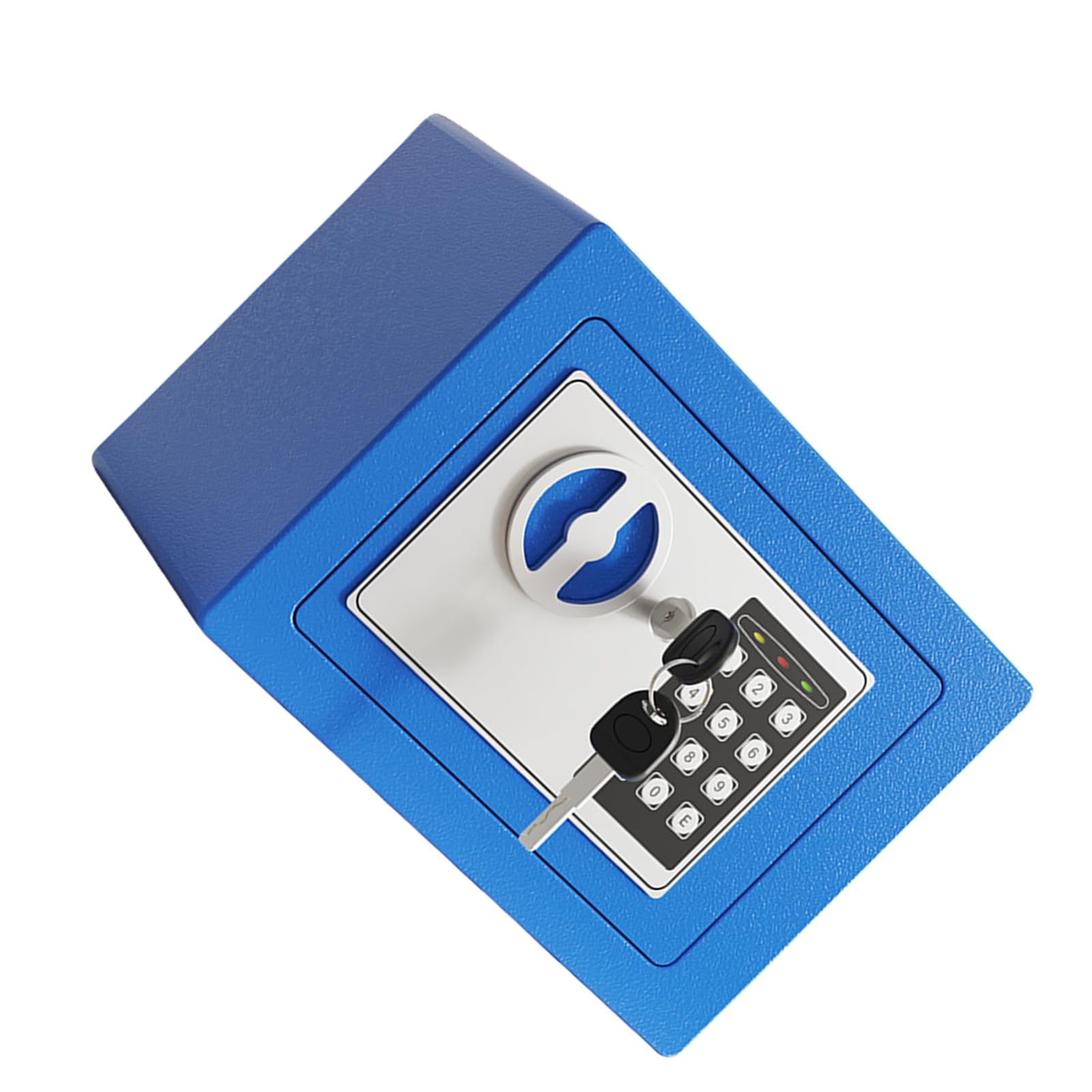 Mini Caja Fuerte de Metal Ignífuga, Cajas Fuertes para el Hogar, Caja Impermeable Ignífuga, con Teclado y 2 Llaves de Repuesto, Seguridad Digital para Dinero, Joyas, Documentos de (Azul)