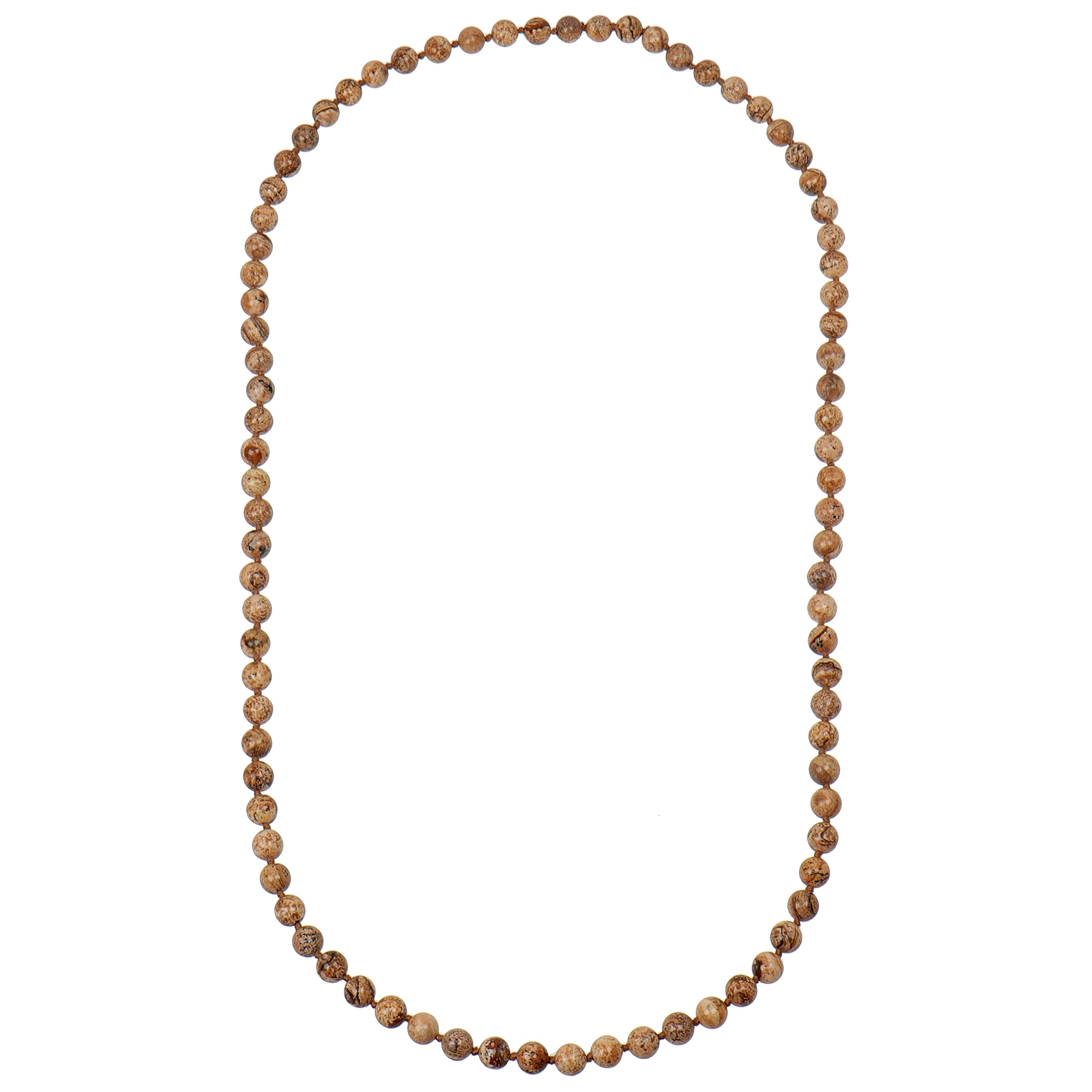ELEDORO® Damen Edelstein-Kette 80 cm – 8 mm Naturstein-Perlenkette handgeknotet | Ohne Verschluss | Spiritueller Schmuck aus Aventurin, Jaspis, Amethyst u.v.m.
