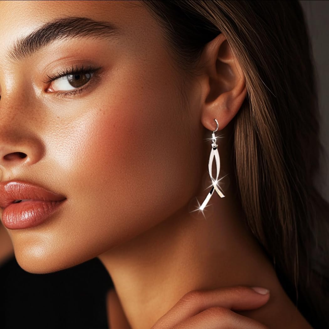 Urieo Spiral Threader Earrings Dangle Drop Earring Silver Twisted Earring Jewelry for Women - Image 6