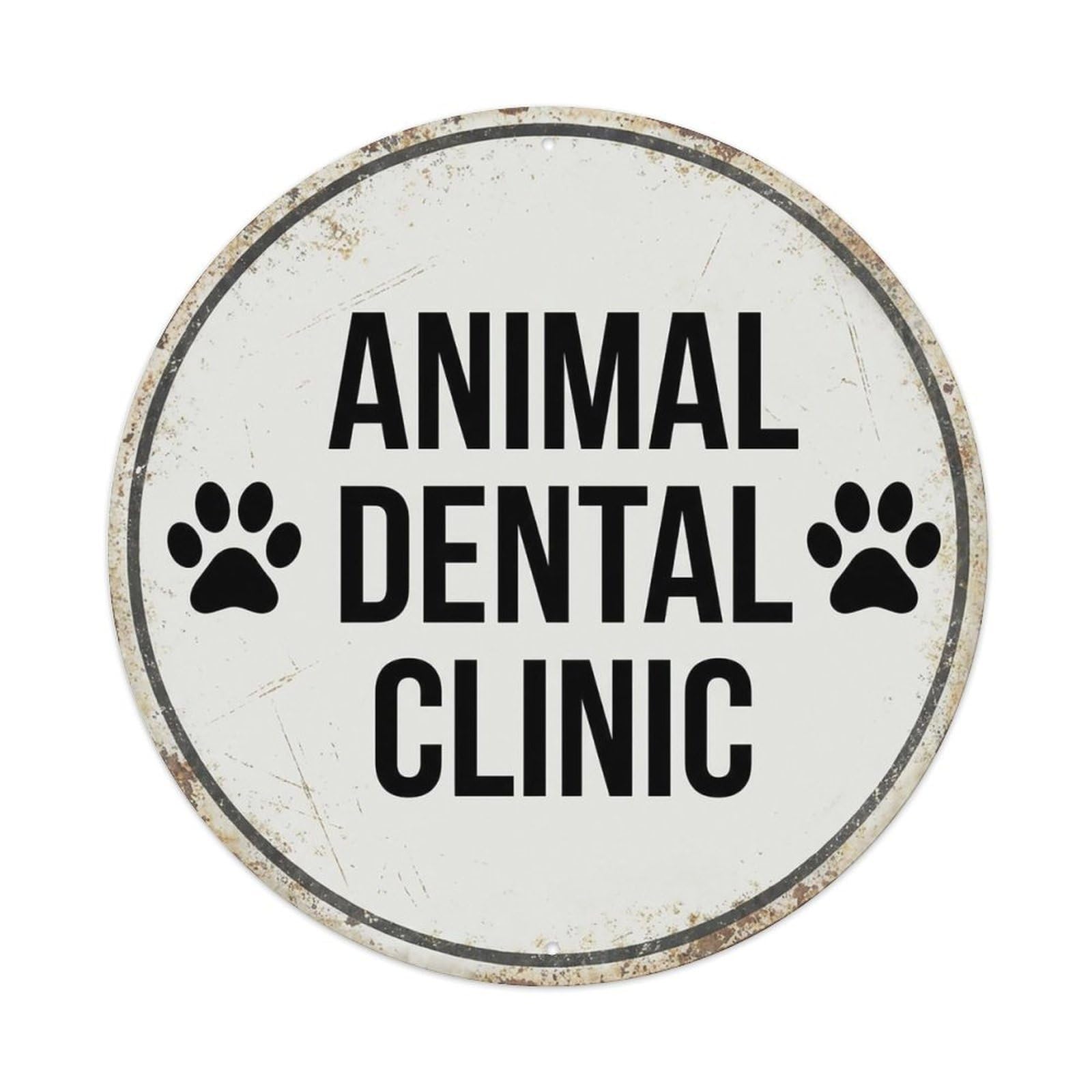 Vintage Animal Dental Clinic Center Vintage Metal Tin Sign Plaque Wall Decor for Cafe, Club Bar, Office, Garden Metal Poster 8x8Inch