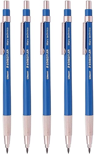 Staedtler Mars Technico 780C - Portaminas mecánicas, lápiz de embrague para dibujo, sacapuntas de bocetos artísticos (paquete de 5)