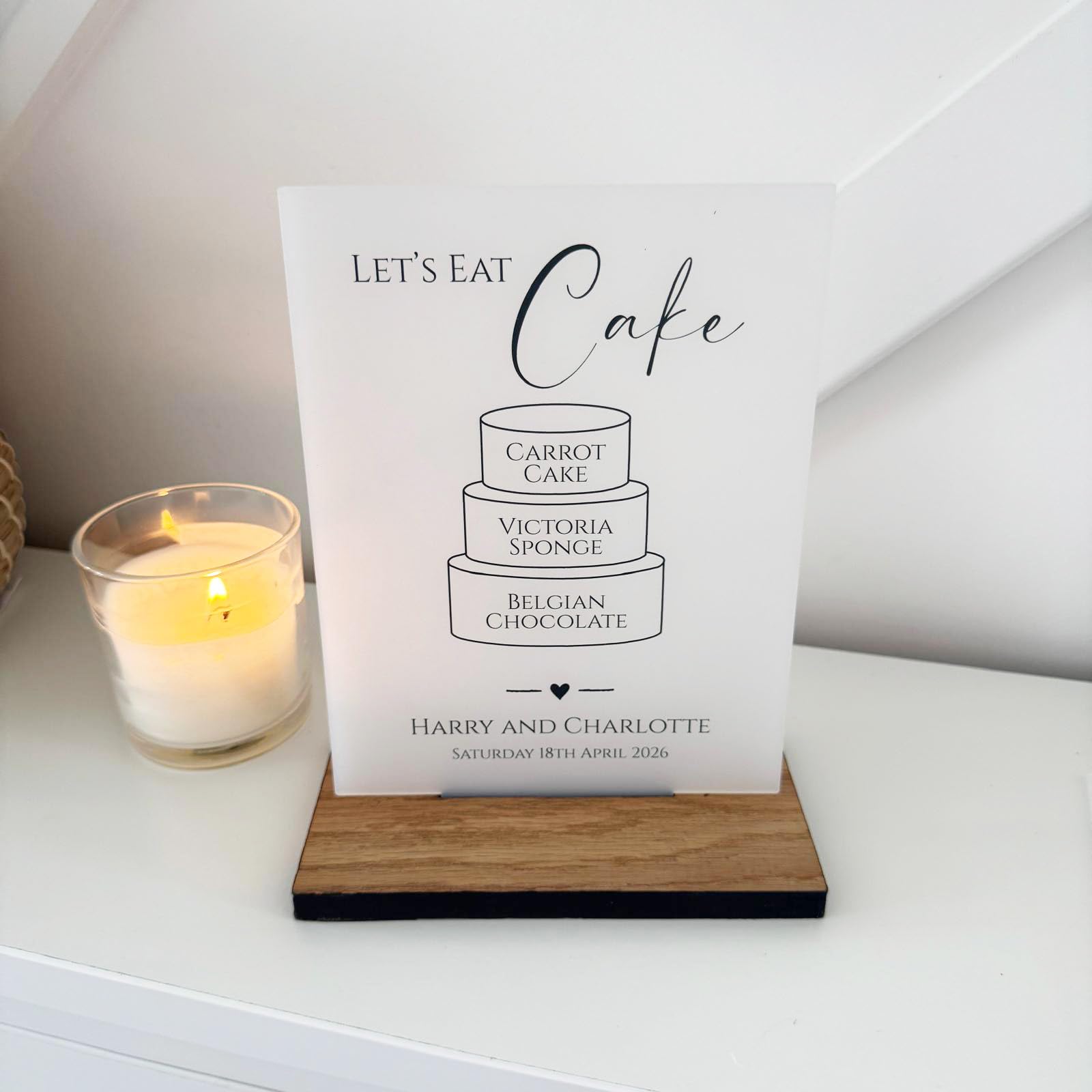 Luck and Luck Personalised Wedding Cake Menu Sign | Dessert Party Flavours Tier Menu A5