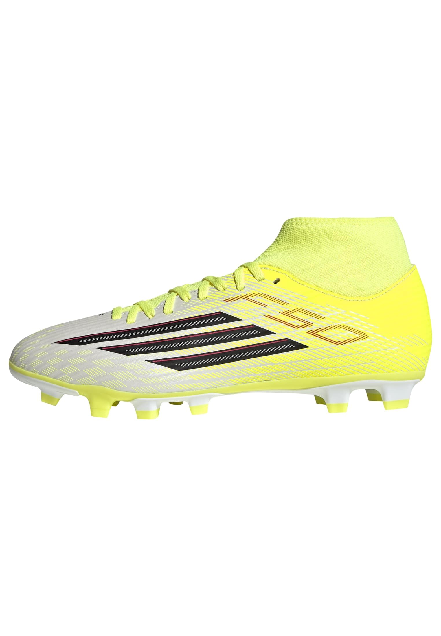 adidas Unisex F50 Club Mid Cut Firm Ground/Multi Ground Football Boots, Team Solar Yellow 2/core Black/Lucid red, 11 UK