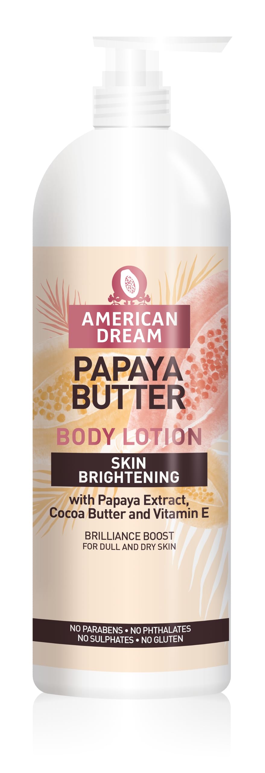 American Dream Skin Brightening Papaya Butter Body Lotion with Cocoa Butter & Vitamin E 750ml