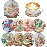 Yixzoxa 8 Pcs Vintage Sewing Diamond Art Coasters Kit for Adults Beginner