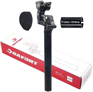 SAFORT USS SP18 Suspension Seatpost 4-Links Structure with Hard/Soft Micro Adjustment Function 27.2/28.6/30.0/30.4/30.9/31.6/33.9mm for Road, Gravel, MTB & Electric Bikes