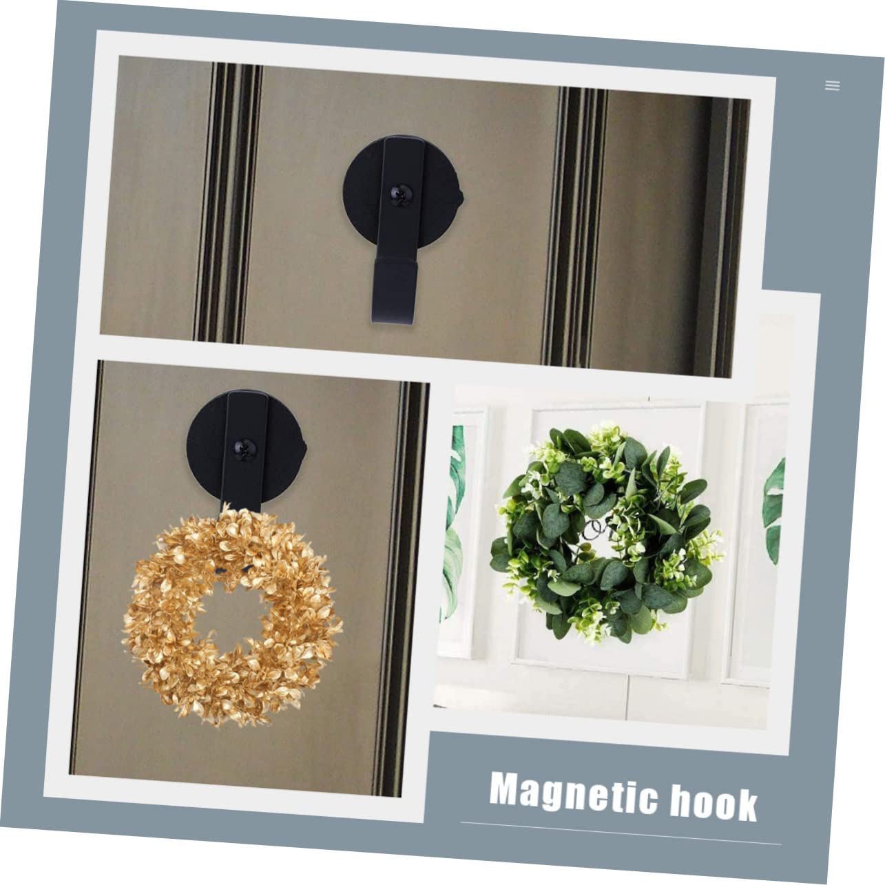 Ciieeo Ganchos Magnéticos Para Decoración De Puertas Y Ventanas De Soporte Para Guirnaldas Y Wreaths Instalación Y Uso Práctico Para Decoraciones Navideñas Y 2 Piezas X 3