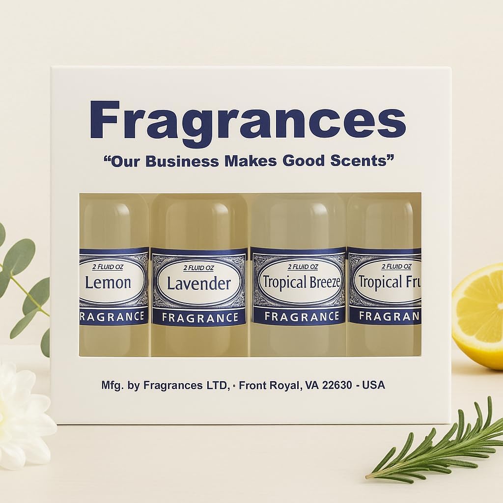 Rainbow, RainMate, Sirena, Hyla Compatible Vacuum Fragrances – Assorted Fragrance 4-Pack For Water-Based Vacuums (Tropical Escape - Lemon, Lavender, Topical Breeze, Tropical Fruit)