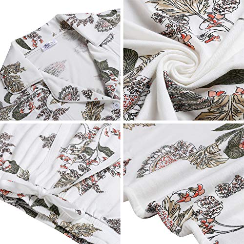 Joyaria Ladies Soft Jersey Knit Button Down/Up Long Sleeved Pajama/Pj/Sleep Sets(Floral, Xxl) #TOP3