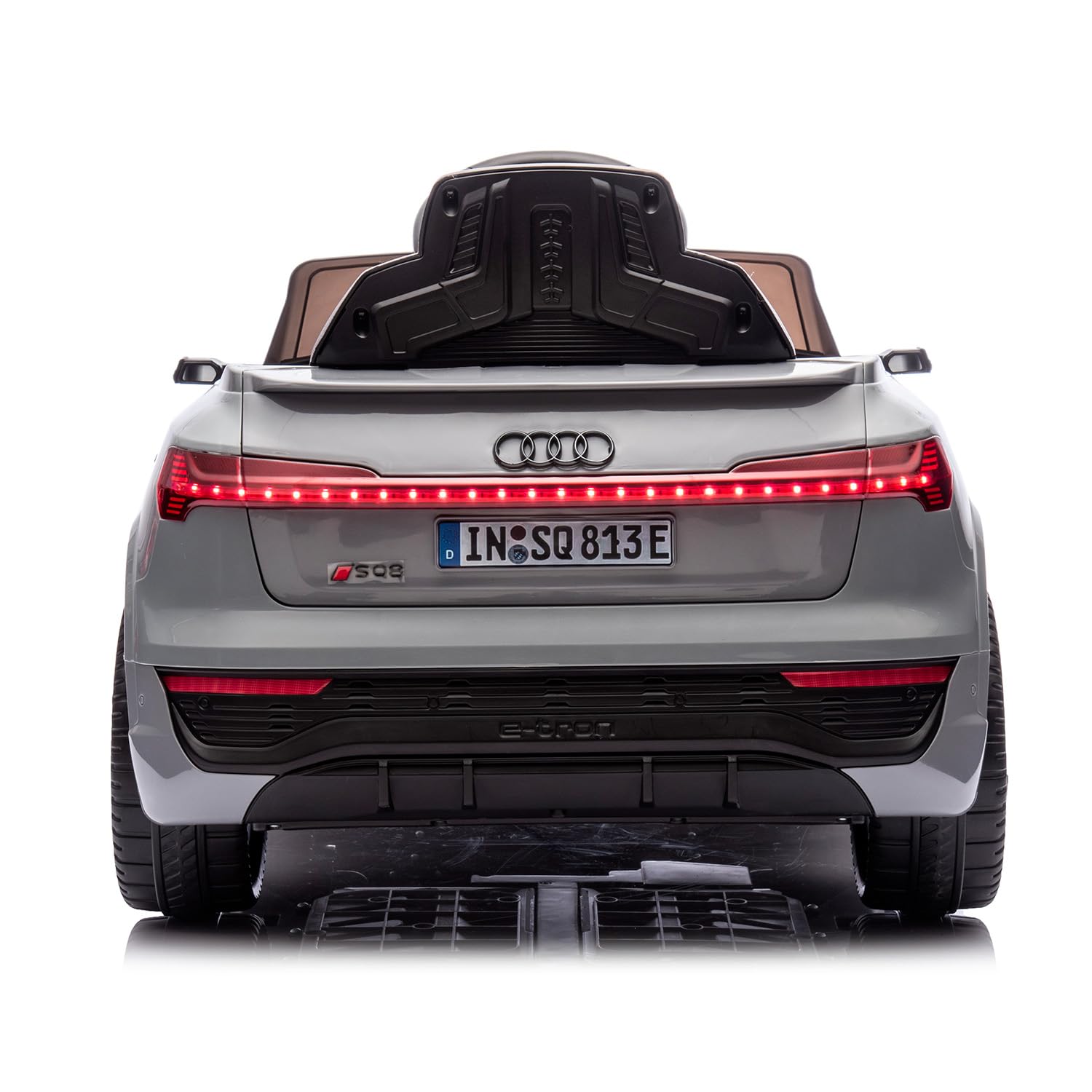 BRICOZONE Auto Elettrica per Bambini Audi SQ8 E-Tron 12V con Telecomando Parentale Soft Start Sedile in Pelle Ruote EVA Luci LED MP3 Porte Apribili Grigio
