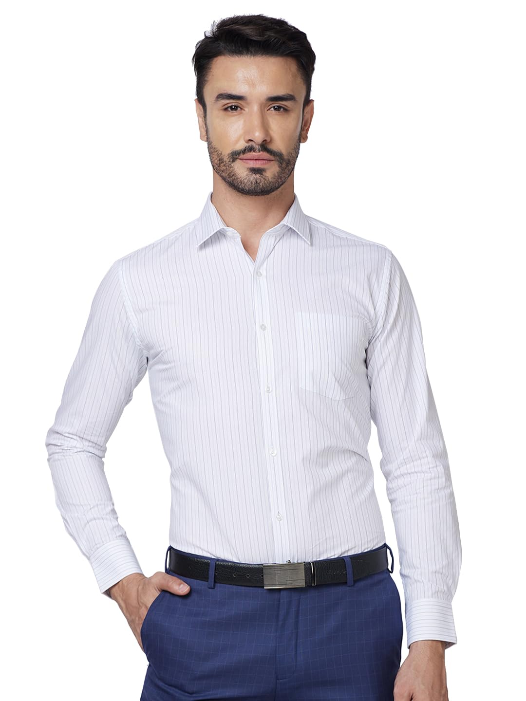park avenue Men's Slim Fit Striped Shirt-picture-35