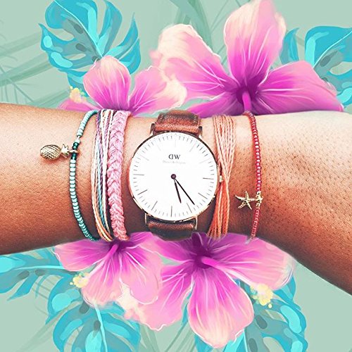 Pura Vida Solid Coral Bracelet - Handcrafted With Iron-Coated Copper Charm - Wax-Coated, 100% Waterproof #TOP2