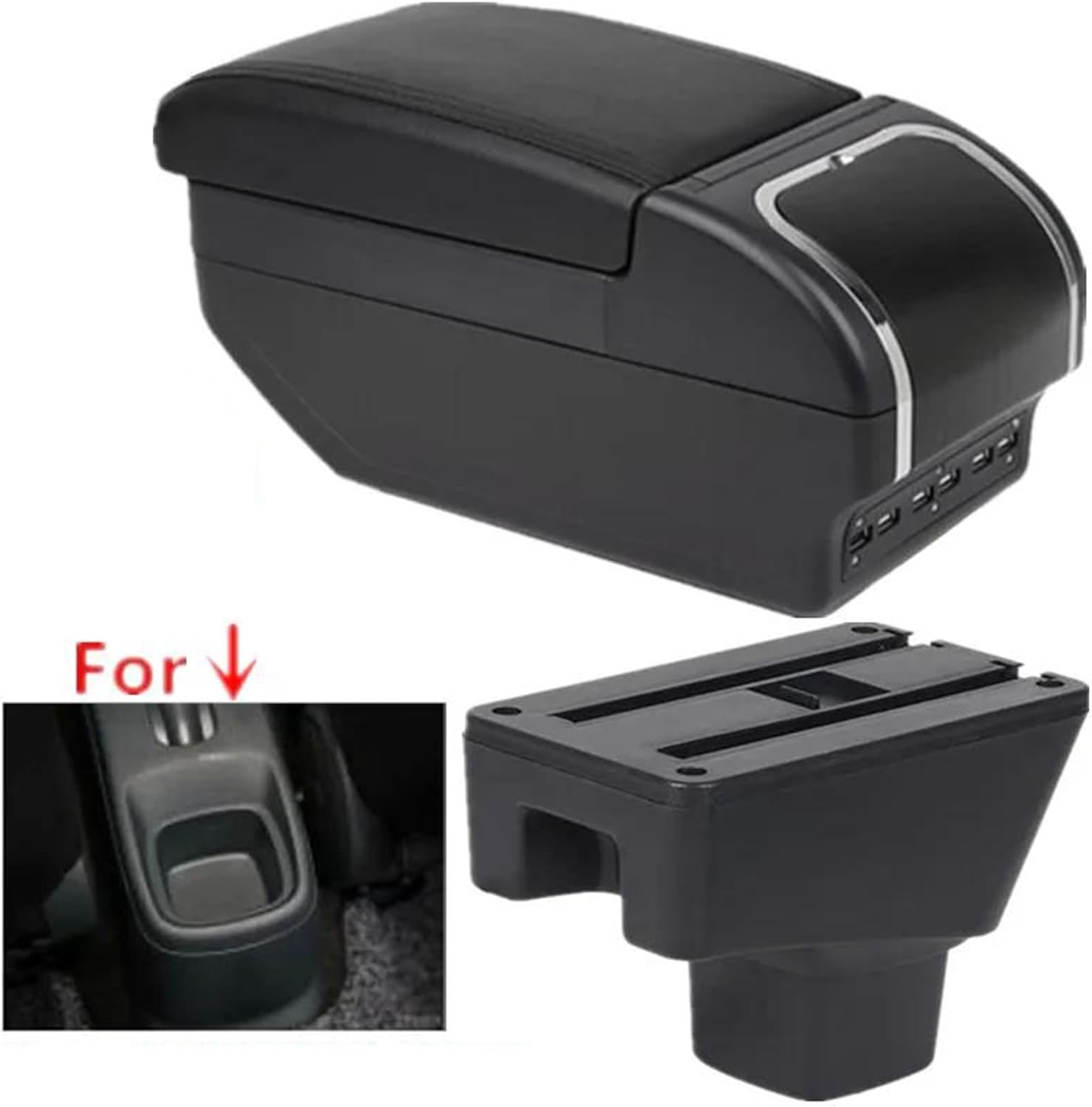 Car Armrest Box With Cup Holder Double Layer Storage Armrest Box With 9 USB Ports For Suzuki Sx4 2007 2008 2009 2010 2011 2012 2013