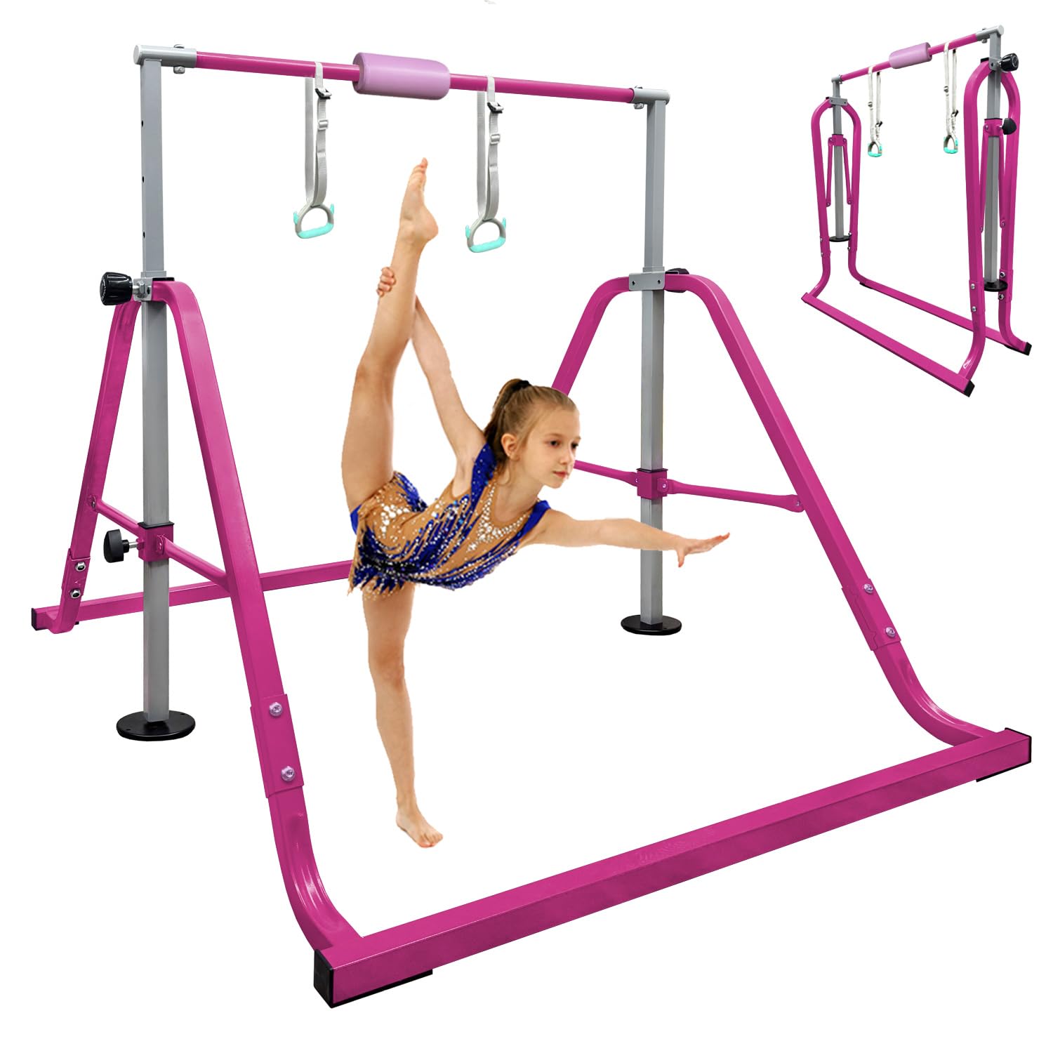 HomeSun Gymnastikstange Kinder mit Verstellbarer Höhen 80-130cm Gymnastics Bars Faltbarer Turnreck Stabil Reckstange Outdoor Indoor Trainingsstange