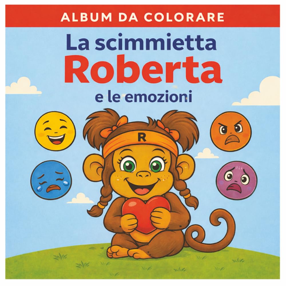 La Scimmietta Roberta e le emozioni: Album da colorare con 50 emozioni, per bambini 3-7 anni (Scimmietta Roberta: Libri da Colorare)