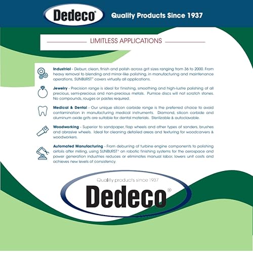 Miniatura 132 de Dedeco Sunburst - Discos de cerdas radiales (12 unidades, 7/8 pulgadas, curvados, grano 1400 durazno (extrafinos, 6 micrones), óxido de aluminio