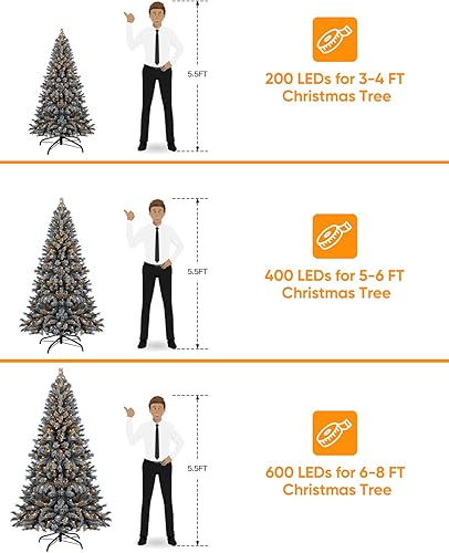 Miniatura 9 de Ollny Luces de Navidad inteligentes, 131 pies, 400 LED, control de aplicación, RGB que cambian de color, luces de árbol de Navidad con control