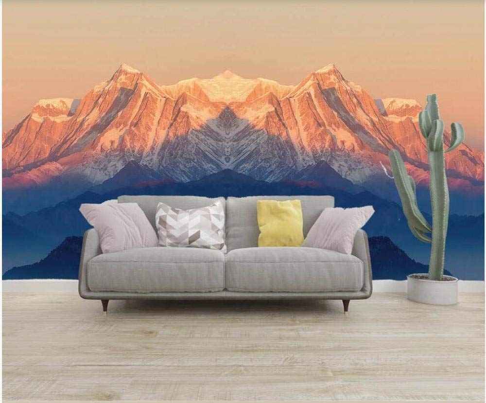 Foto personalizzata murale 3D Wallpaper Sunny Orange Mountain Peak Paesaggio Home Decor Soggiorno Wallpaper per pareti 400 cm (L) × 280 cm (H)