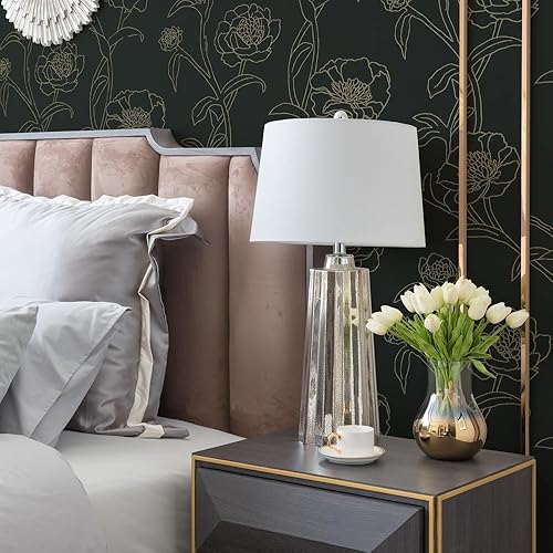 Miniatura 7 de Tempaper Papel tapiz floral extraíble de peonías negras y doradas, 20.5 x 16.5 pies, fabricado en los Estados Unidos