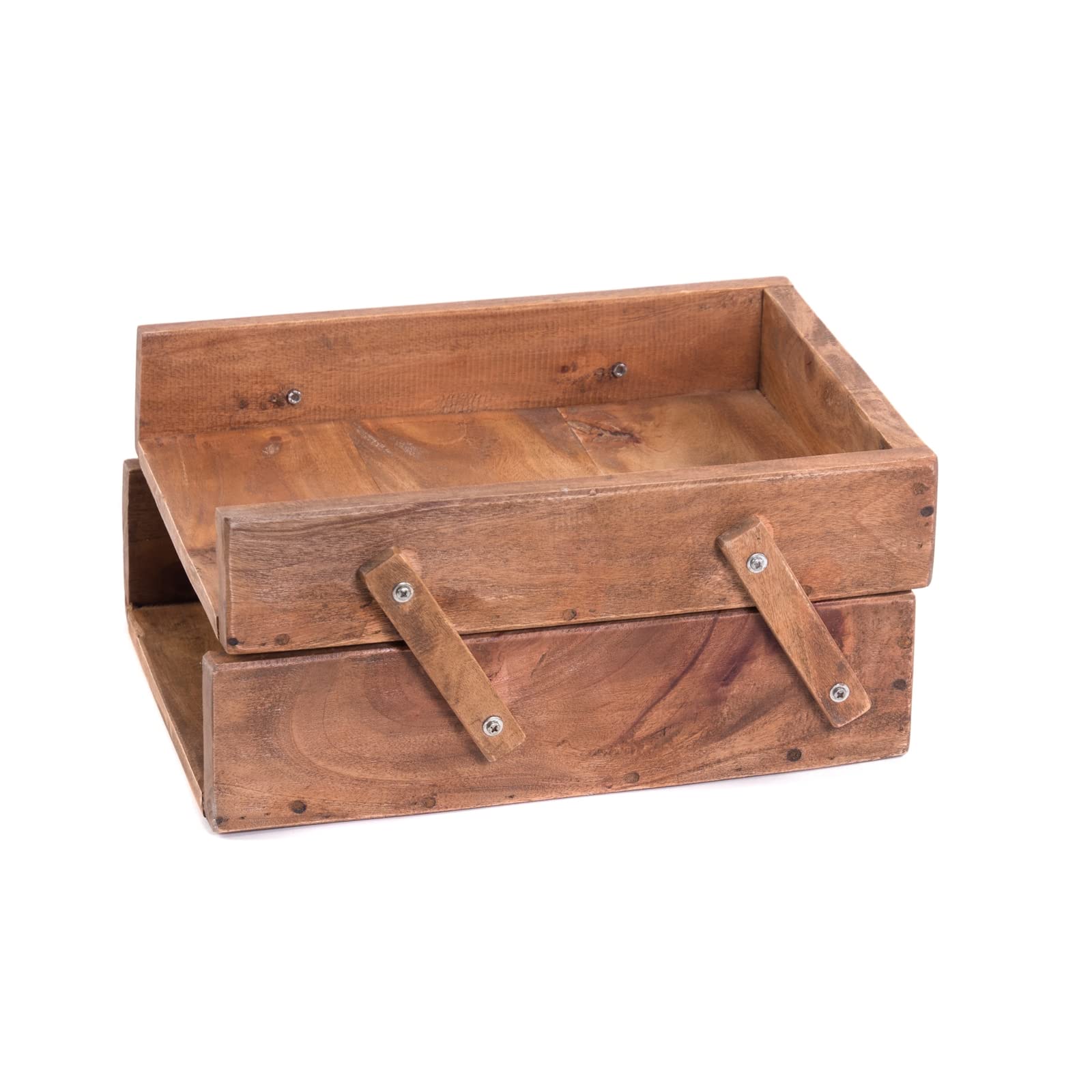 DESIGN DELIGHTS DOKUMENTENABLAGE Slide | Mahagoni Holz, 36 cm, zwei Fächer | Holzablage, Schreibtisch Organizer, Dokumentenkiste, Holzkiste, Büro Ablage