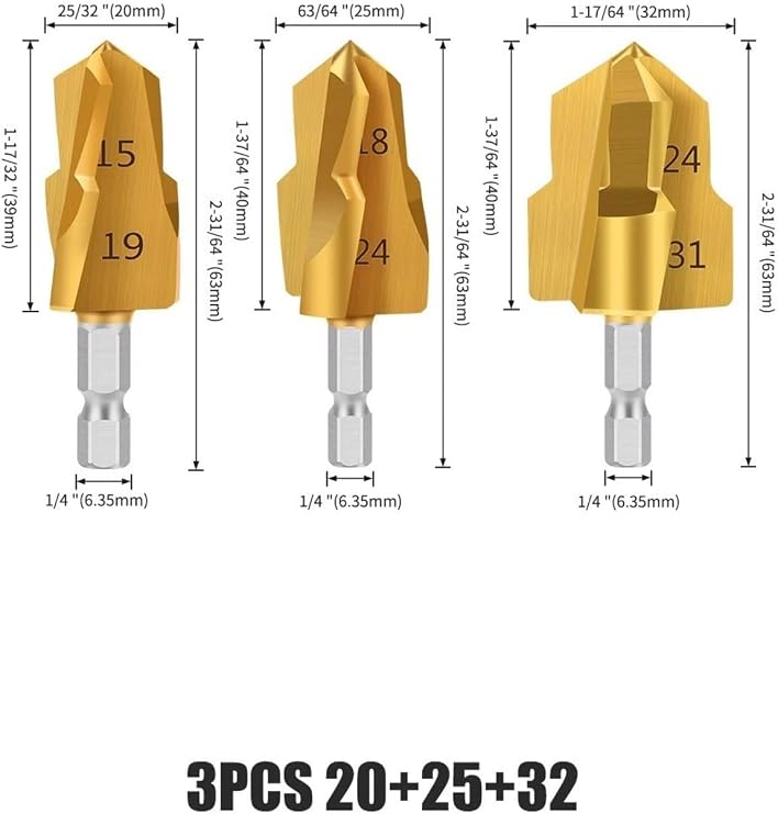 Depolife Pvc Pipe Countersink PPRC Reamer For Pipe Repair 3 Size Drill Bit Pipe Repair Drilling Expansion Shaving