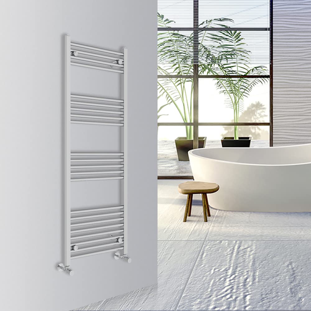 Warmehaus Straight Bathroom Heated Towel Rail Warmer 1400x500mm Chrome