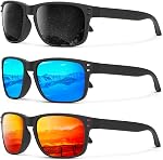 KALIYADI Lunettes de soleil polarisées pour hommes et femmes, Lunettes de Soleil pour hommes polarized UV Protection pour la conduite en cours de pêche (3 boîte)