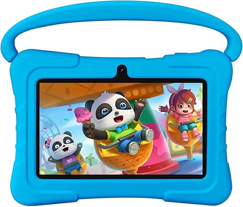 SAIWAN Tableta infantil de 7 pulgadas con funda de silicona, 1 GB de RAM de 16 GB de ROM, Android OS Tablet para niños pequeños con Bluetooth, WiFi,