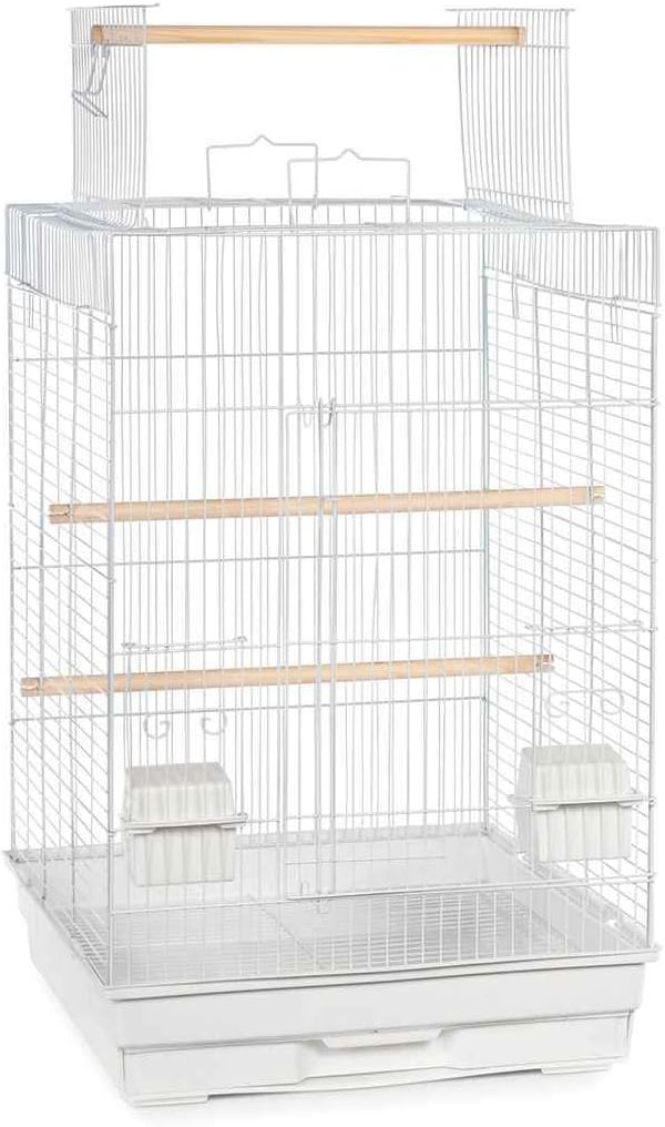 Prevue Pet Products Top Opening Bird Cage - Stand Alone Indoor Birdcage for Parakeets, Cockatiels, Conures, Lovebirds, and Similar Sized Birds, Durable Design with Playtop - White