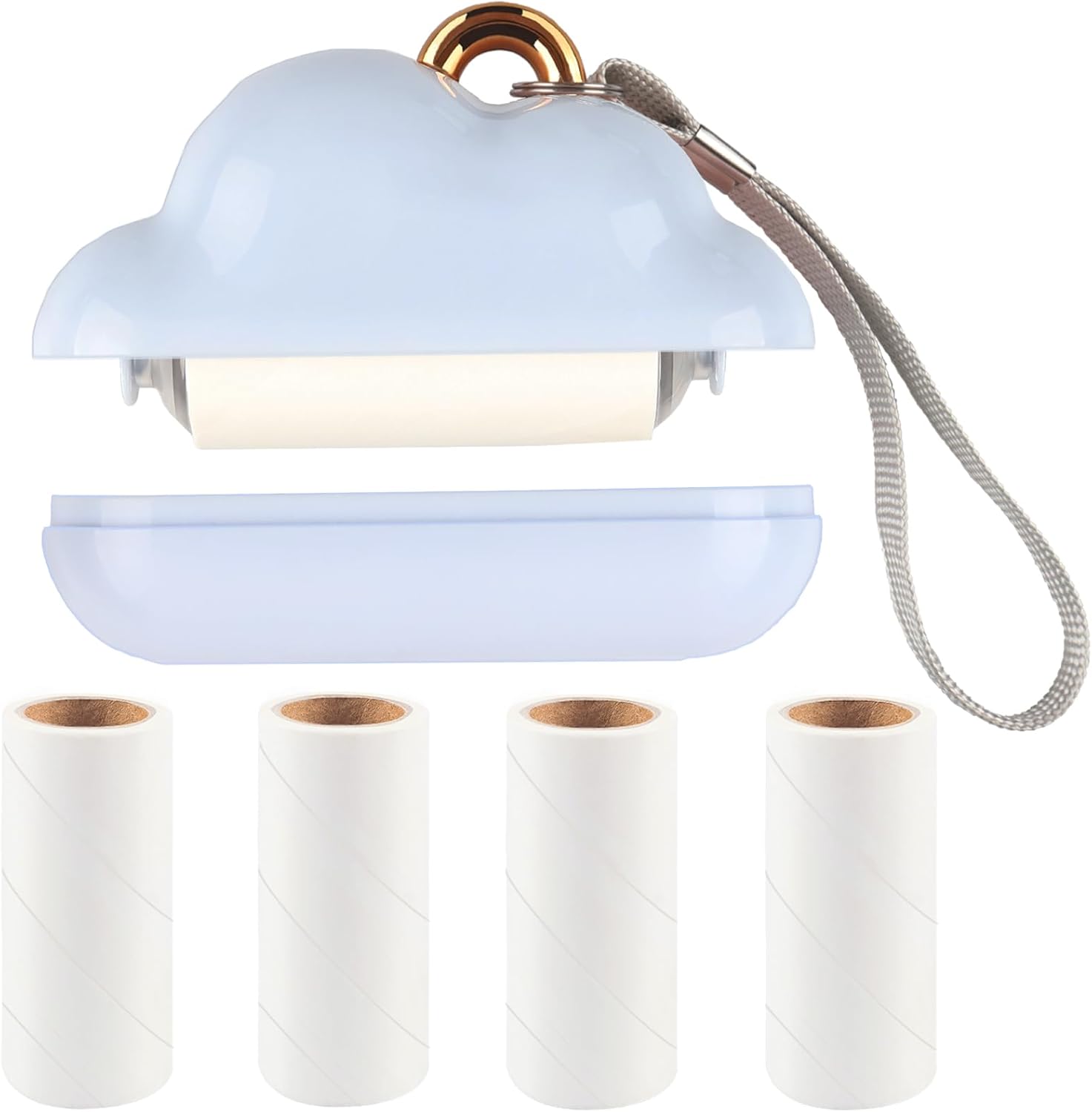 Mini Lint Roller Travel Size, Reusable Pet Hair Remover for Clothes with 150 Refillable Sheets (Blue)