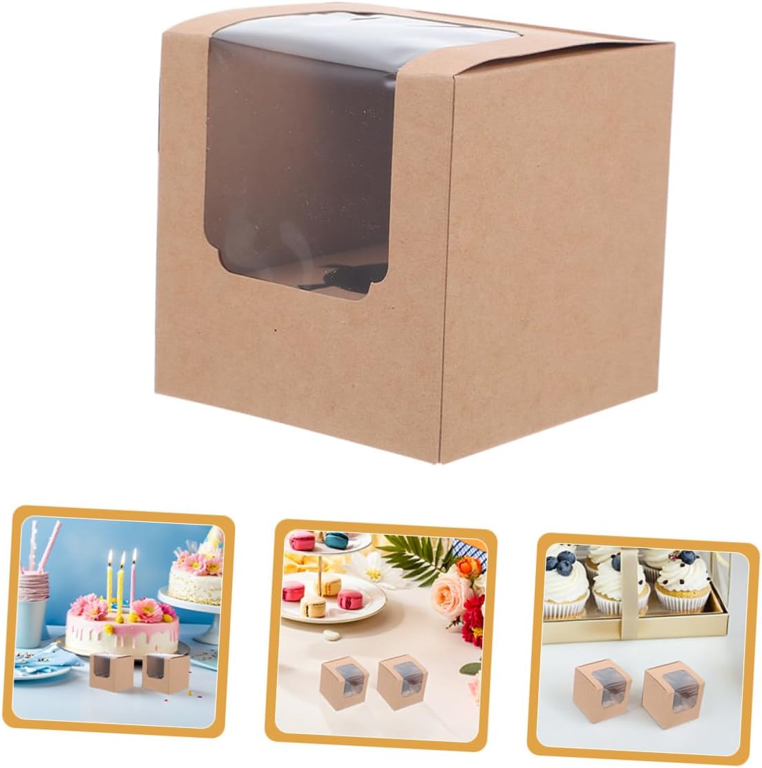 TOYANDONA 40pcs Kraft Paper Cupcake Boxes with Lids, Single Cupcake Carrier and Muffin Holder, Mini Cake Storage Containers for Wedding Party Favors and Home Baking