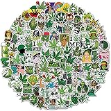 100 Pieces Cartoon Weed Stoner Funny Stickers for Teens and Adults, Green Leaves Vinyl Waterproof...