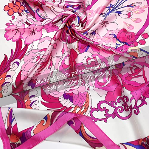 27.5'' Silk Feeling Scarf Medium Square Satin Head Neck Scarf for Women Hair Sleeping at Night4