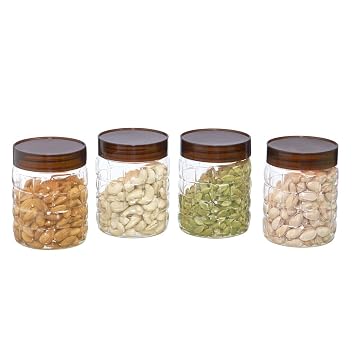 Steelo Plastic PET Container Set, 600ml, Set of 4, Maroon