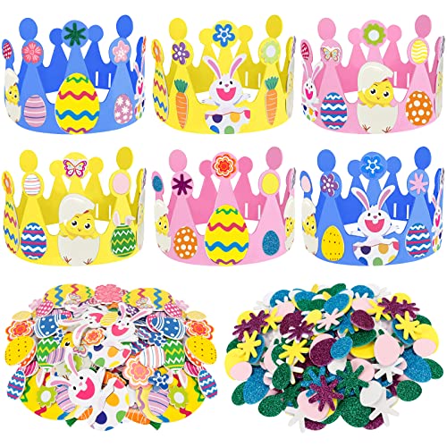 Openfly 6 Pcs Easter Crown Kits, Easter Foam Headband Easter Tiara Craft Activities Easter Foam Crafts Stickers Set Bunny Eggs Chick Carrots Easter Party Favors For Kids To Assemble #TOP9