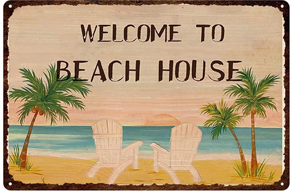 Lawenp Beach Vintage Wall Decor Bar Decor Aluminum Sign for Home Kitchen Bar Funny Sarcastic Metal 8 x 12 Inches Tin Sign