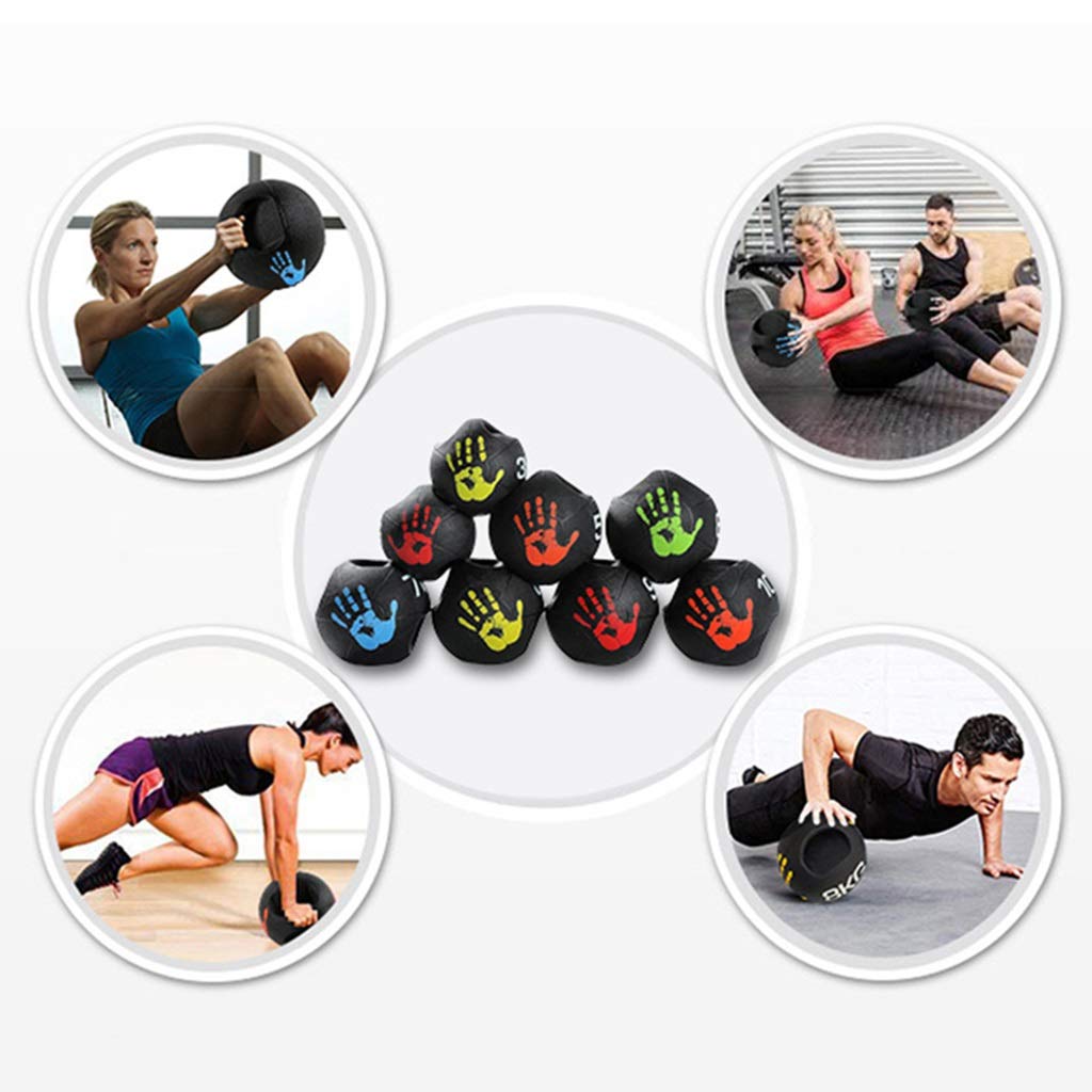 Medizinbälle Hua Doppelgriff-Fitness-Medizinball, 5 Kg Gummiball, Inländische Männer- Und Frauen-Taillen- Und Bauch-Trainingsbälle, Palm Print Design