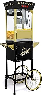 Popcorn Machine with Cart, Wheels & 12 Oz Kettle, Popcorn Maker Machine Vintage Style Movie Theater Popcorn Machine for Parties, Events, Commercial, and Home Theater