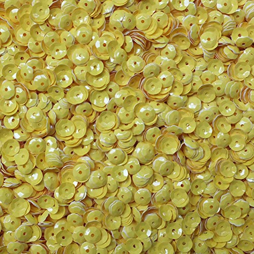 6mm Cup Sequins Yellow Opaque Glossy Medium Hole Made in USA