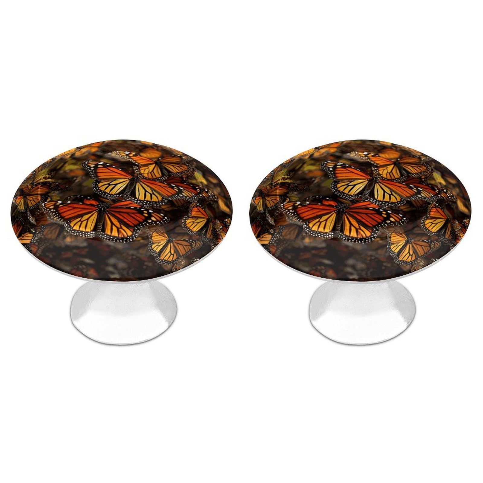 FekiLoot Monarch Butterflies Cabinet Knobs 2 Pack Stainless Steel Round Dresser Drawer Knobs Kitchen Drawer Hardware Dresser Knob Closet Door Pulls Cabinet Handles for Cupboard Drawer Pulls
