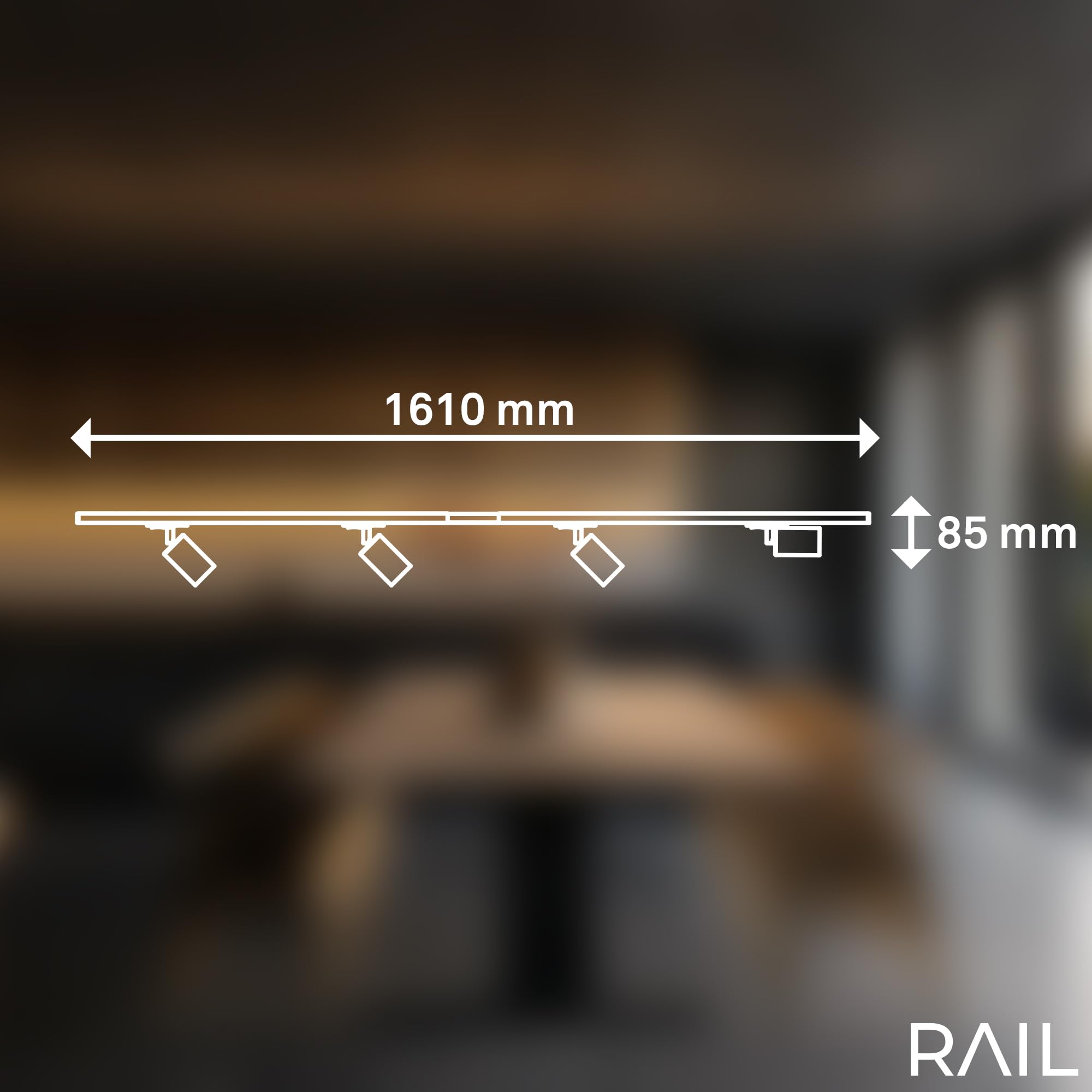 BRILONER - Sistema de rieles, 4x proyectores GU10 orientables, extensible, sistema de iluminación de rieles, riel para proyectores, lámpara de techo, lámpara de techo, proyector, 1,5 m, negro