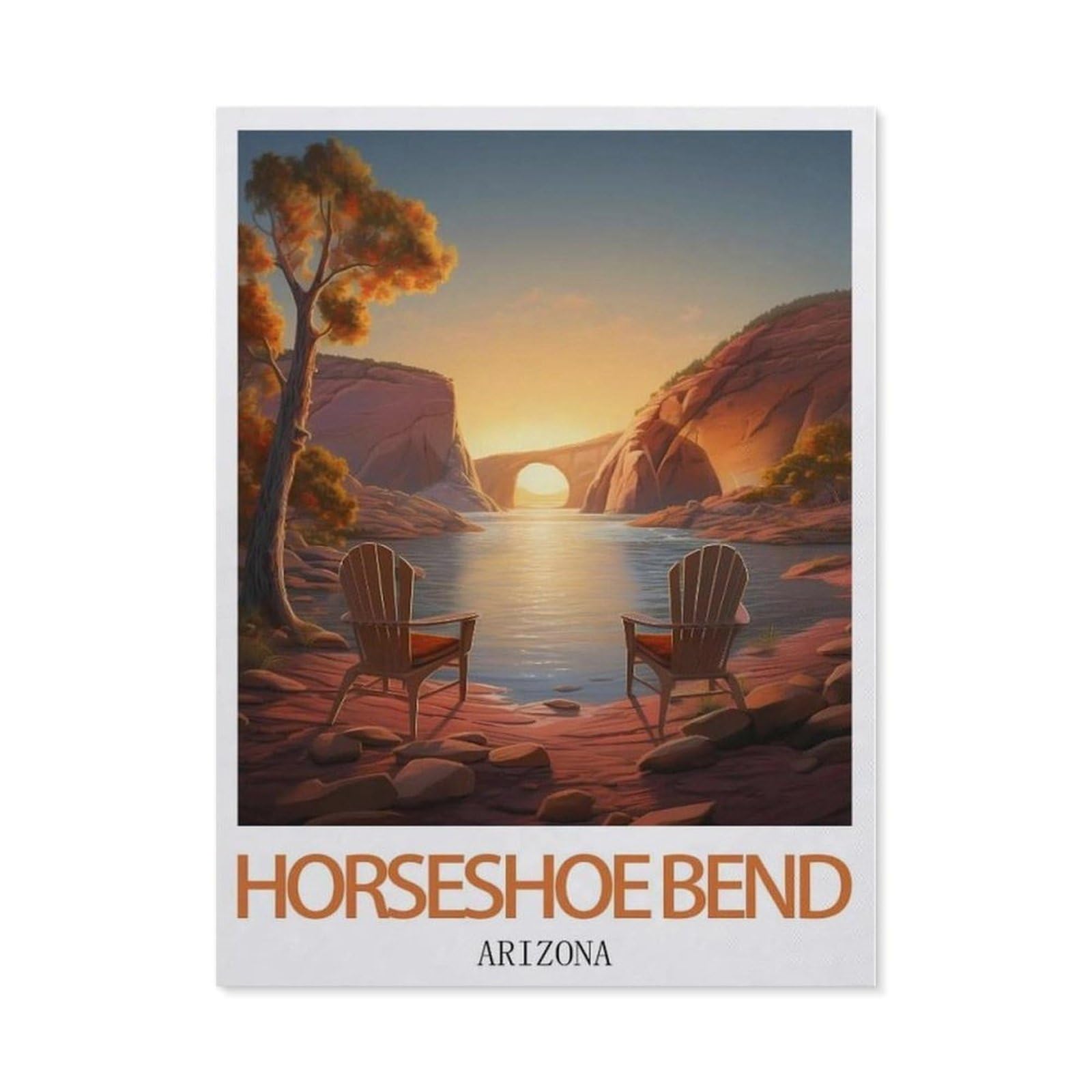 Beayodkp （50 X 60 Cm/19.68 X 23.62 Inches） Full Diamond 5D Diy Diamond Painting，Horseshoe Bend Arizona Vintage Travel Poster，3D Diamond Embroidery Cross Stitch Mosaic Needle Works-Ce2